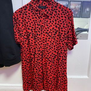 Allsaints Piero Red Leopard Shirt